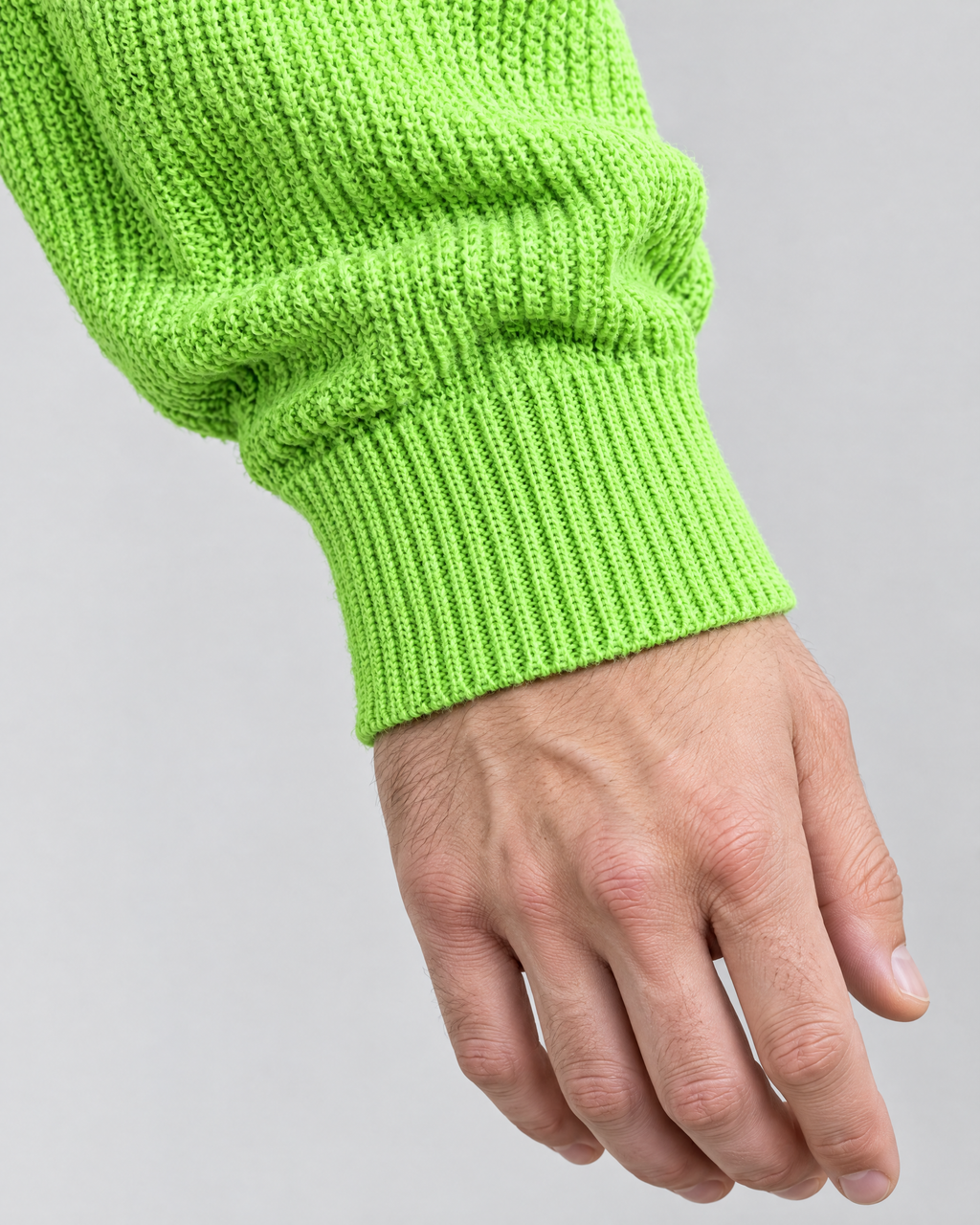 Men's Everyday Crewneck Sweater — Fluorescent Green — cuff detail [WB gallery 199/5]