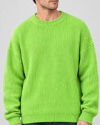 Men's Everyday Crewneck Sweater — Fluorescent Green — collar detail [WB gallery 199/4]