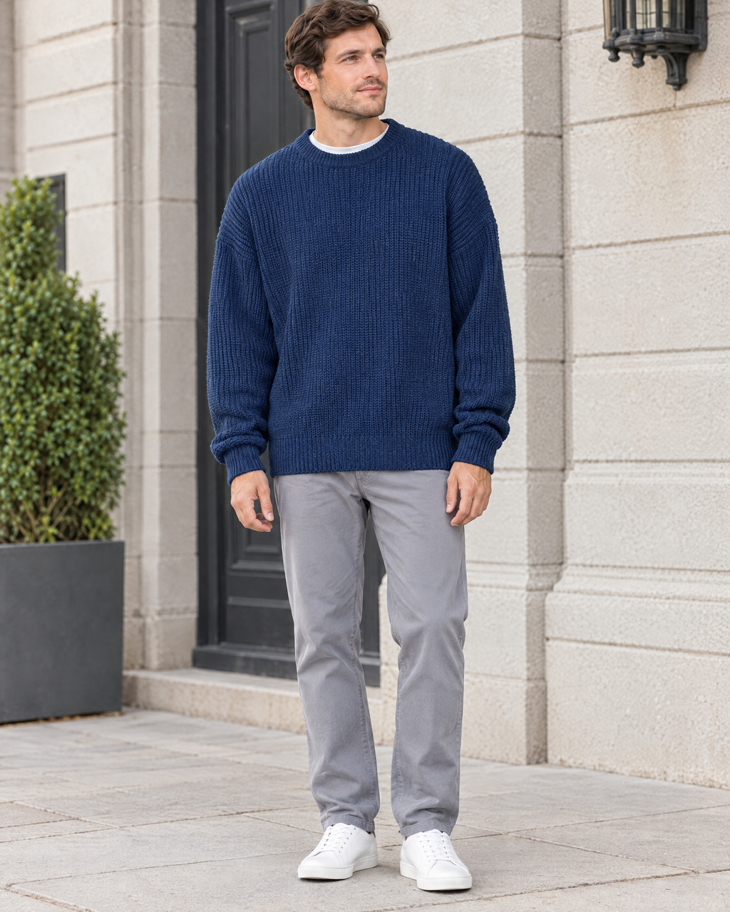 Men's Everyday Crewneck Sweater — Dark blue — full front [WB gallery 200/2]