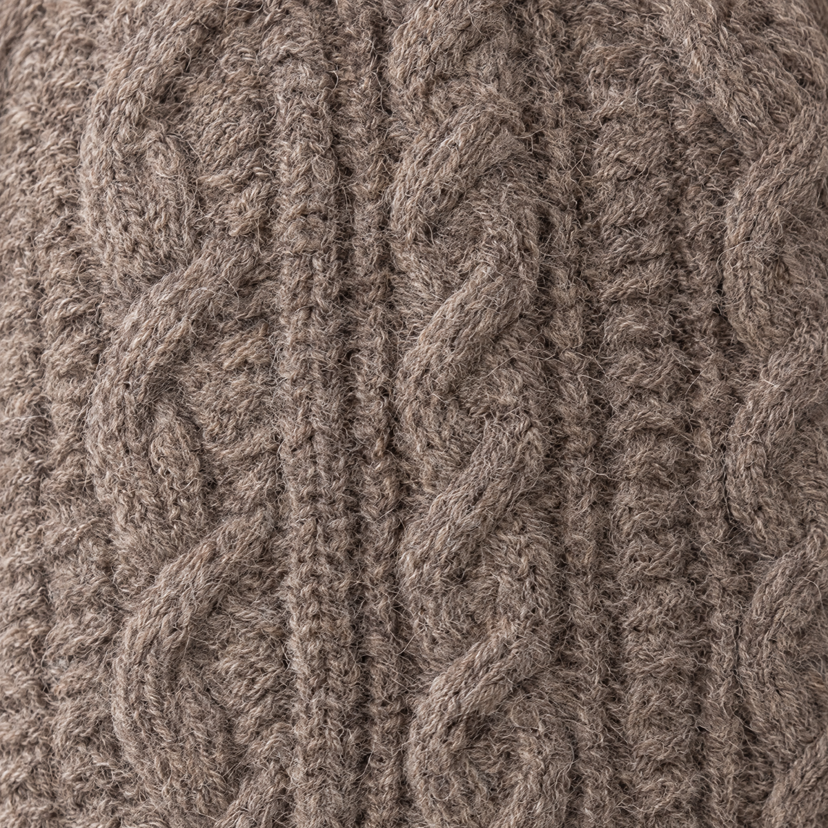 Thick-Knit Cashmere Beanie — Taupe — knit texture