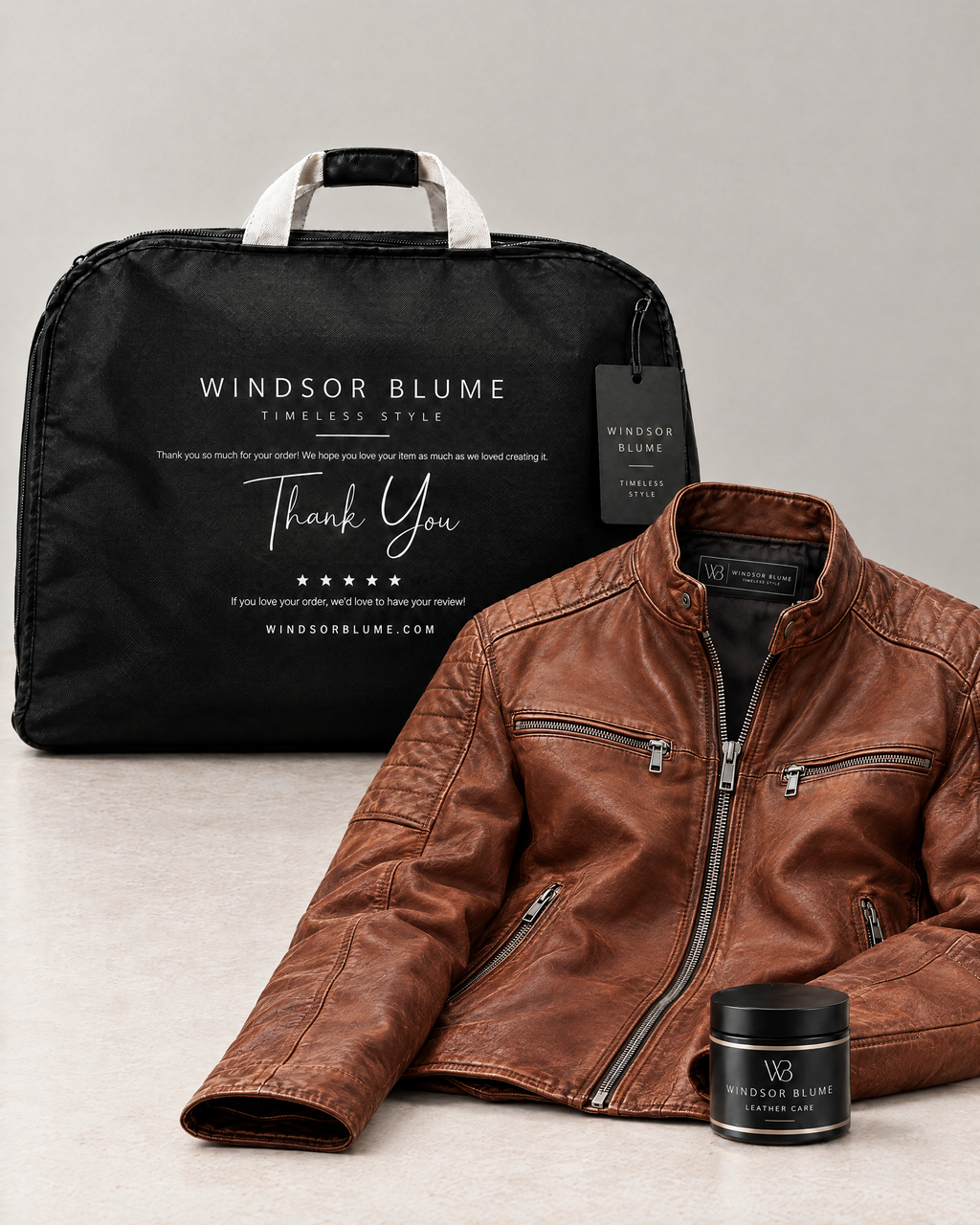 Men's Lance Collarless Moto Jacket — Brown — whats-included