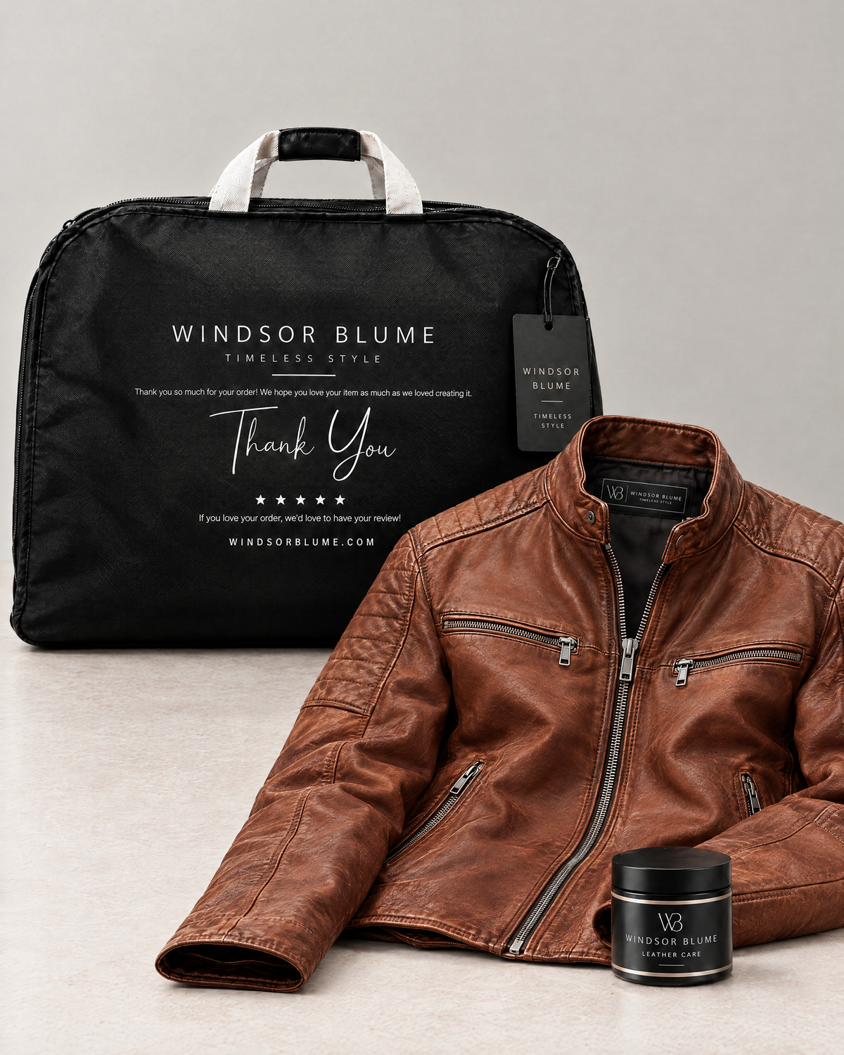 Men's Lance Collarless Moto Jacket — Brown — whats-included