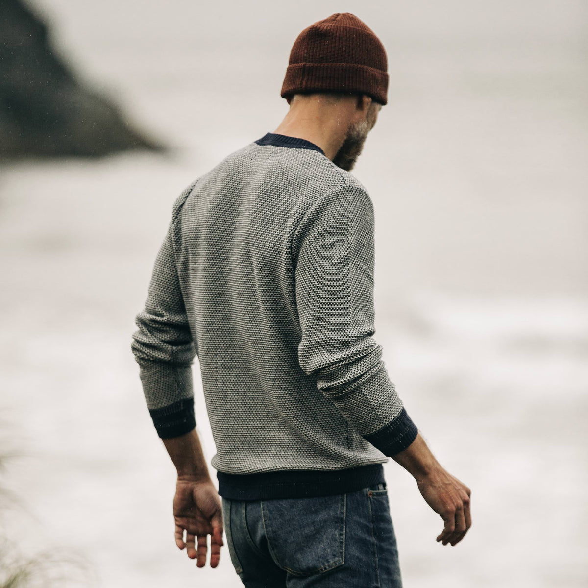 Men's The Brume Sweater in Navy Birdseye