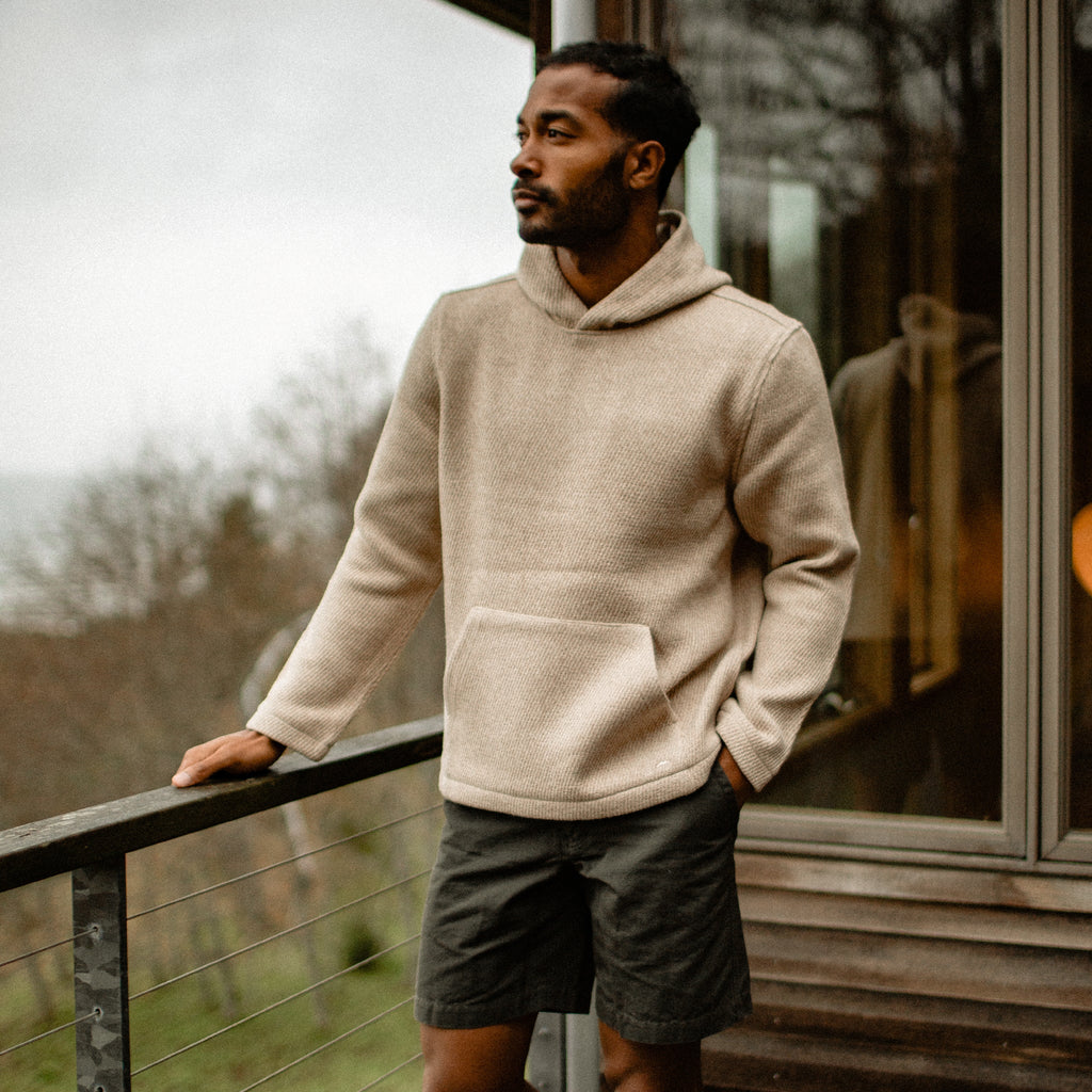 Men's The Nomad Hoodie in Flax Twill — Sweater