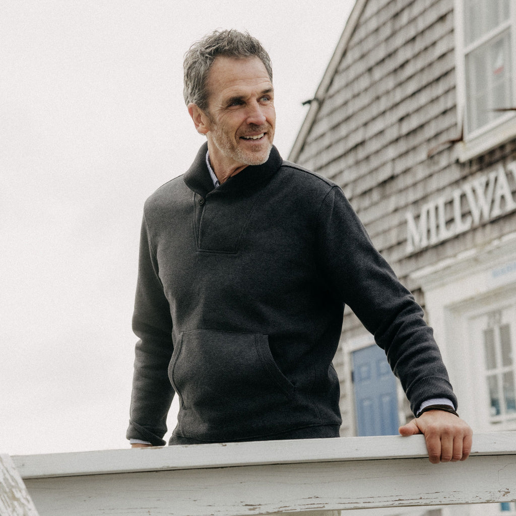 Men's The Horizon Shawl Pullover in Coal Heather — Sweater