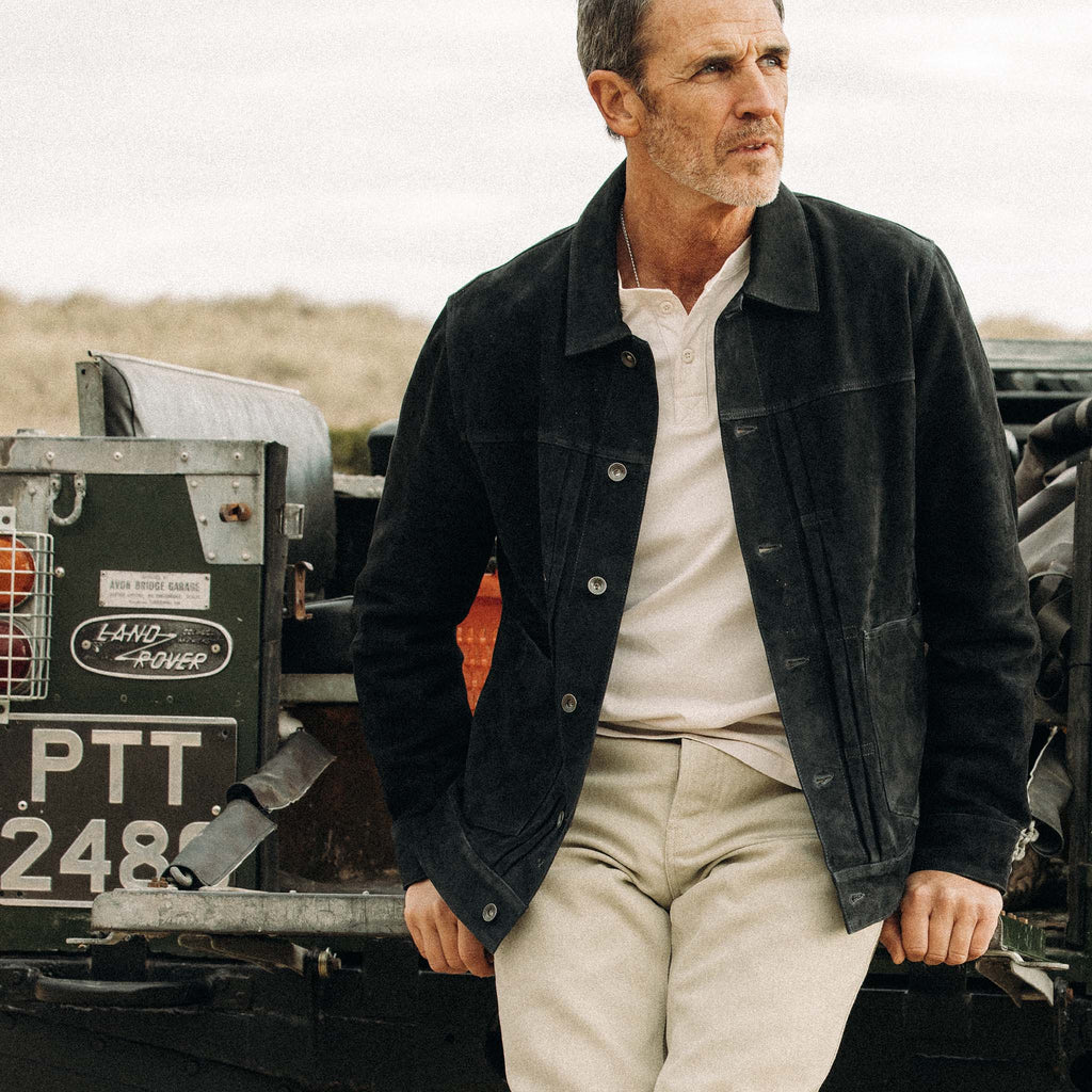 Men's The Ryder Jacket in Dark Navy Suede