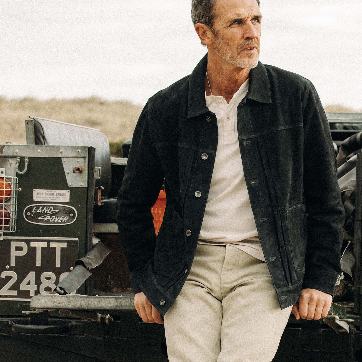 Men's The Ryder Jacket in Dark Navy Suede