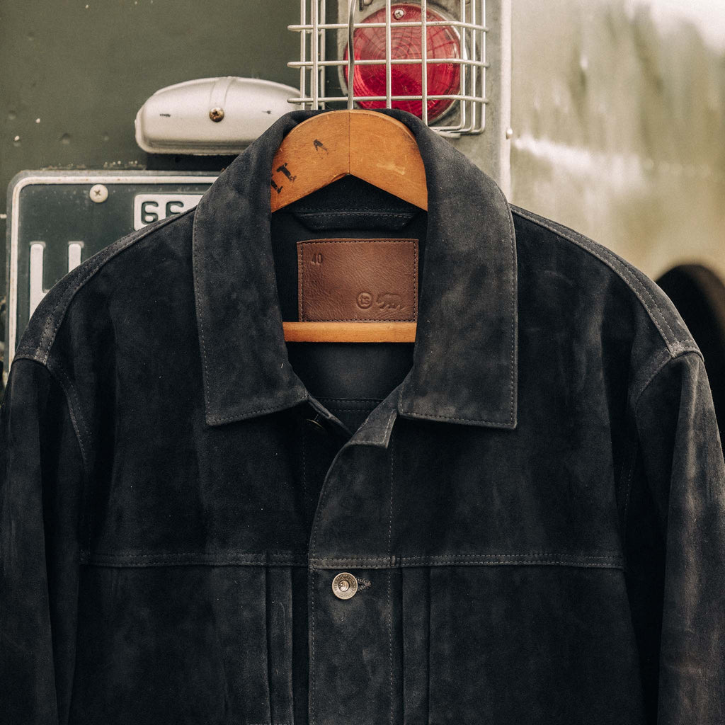 Men's The Ryder Jacket in Dark Navy Suede