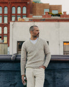 Men's The Match V-Neck Sweater in Sable Merino Slub
