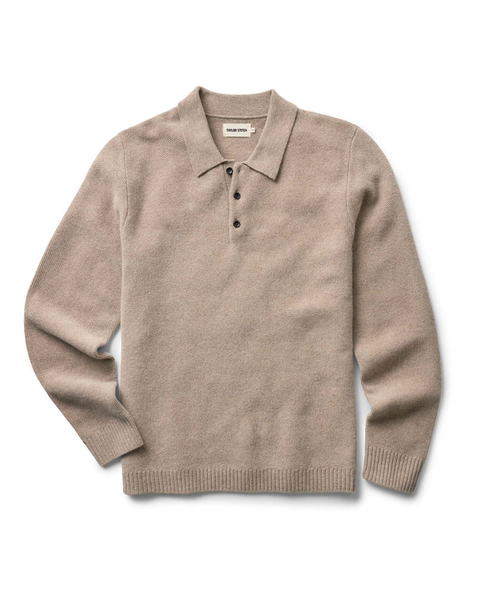 Men's The Newton Sweater Polo in Heather Oatmeal