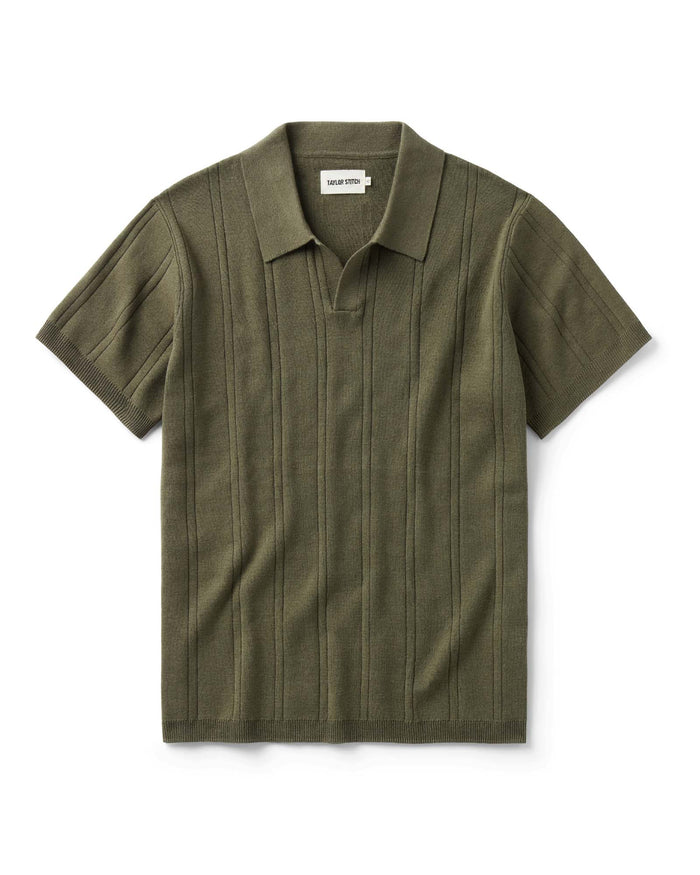 Men's The Valencia Sweater Polo in Heather Cilantro Rib