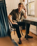 Men's The Valencia Sweater Polo in Heather Cilantro Rib