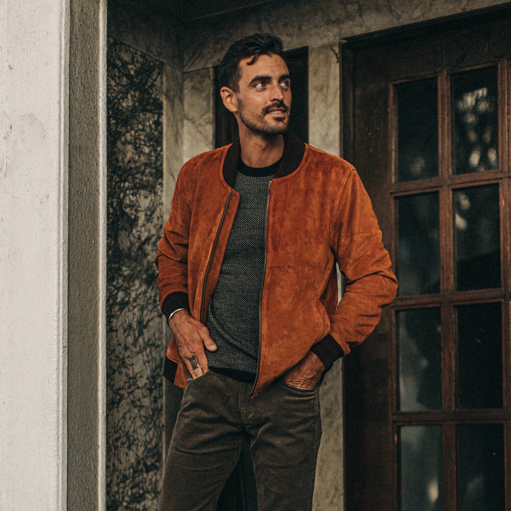 Men's The Bomber Jacket in Whiskey Suede