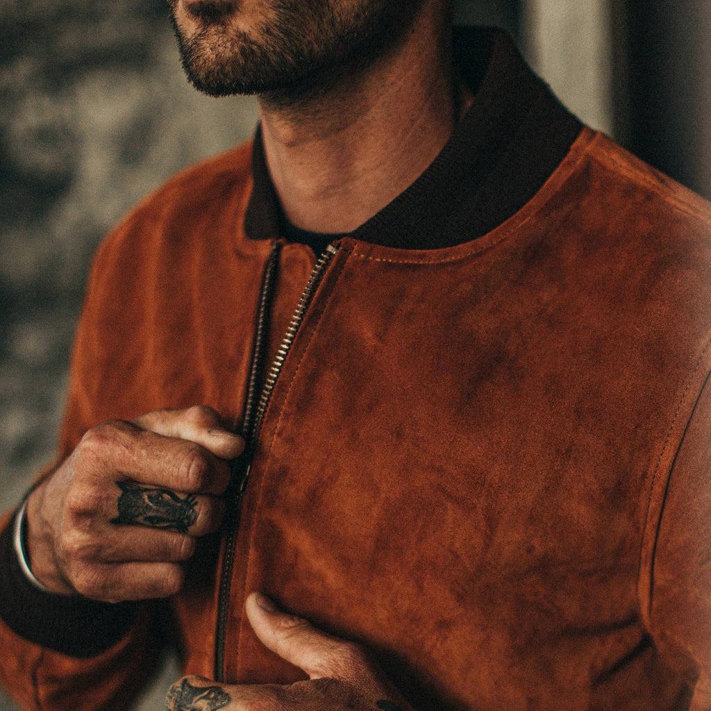 Men's The Bomber Jacket in Whiskey Suede
