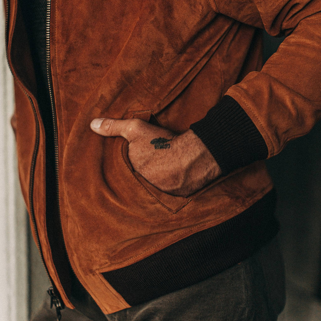 Men's The Bomber Jacket in Whiskey Suede