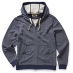 Men's The Apres Zip Hoodie in Heather Navy Terry — Sweater