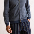 Men's The Apres Zip Hoodie in Heather Navy Terry — Sweater