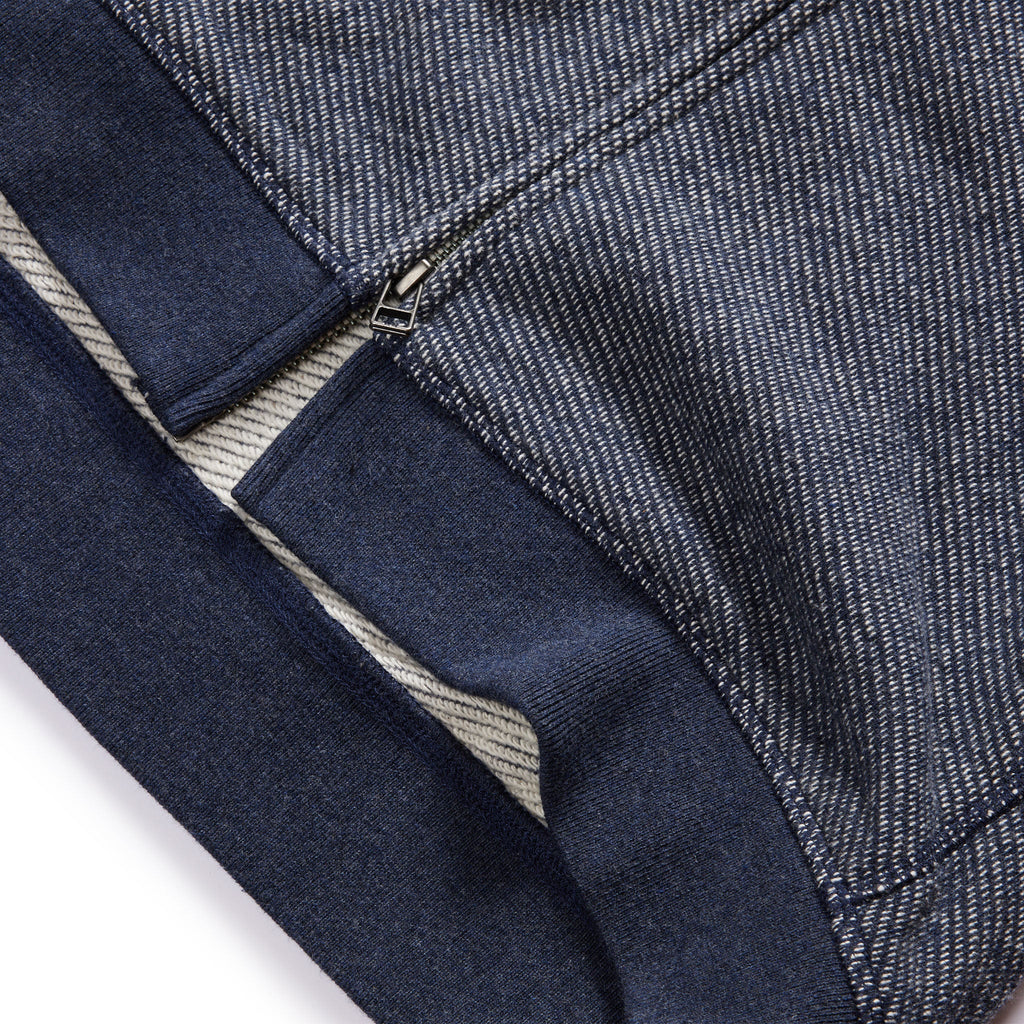 Men's The Apres Zip Hoodie in Heather Navy Terry — Sweater