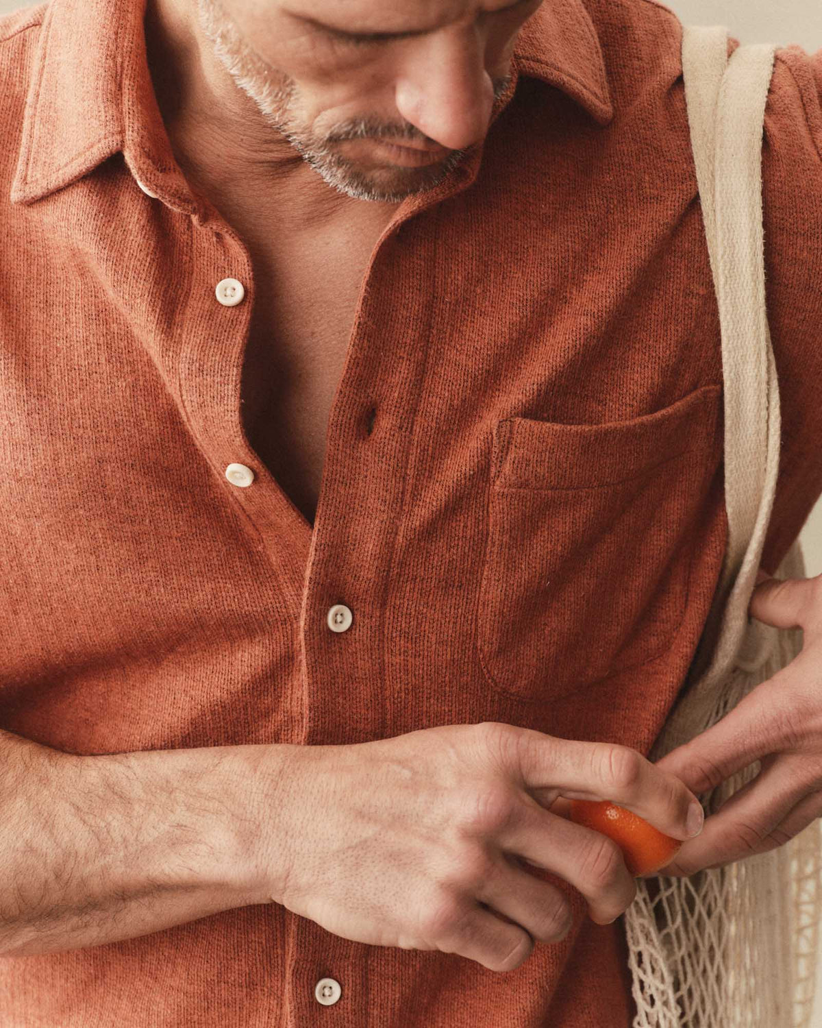 Men's The Short Sleeve California in Heather Driftwood Double Knit — Shirt