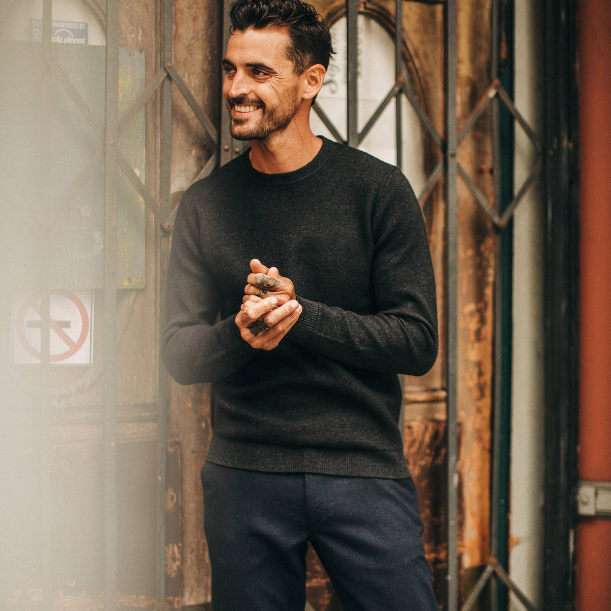 Men's The Double Knit Sweater in Charcoal