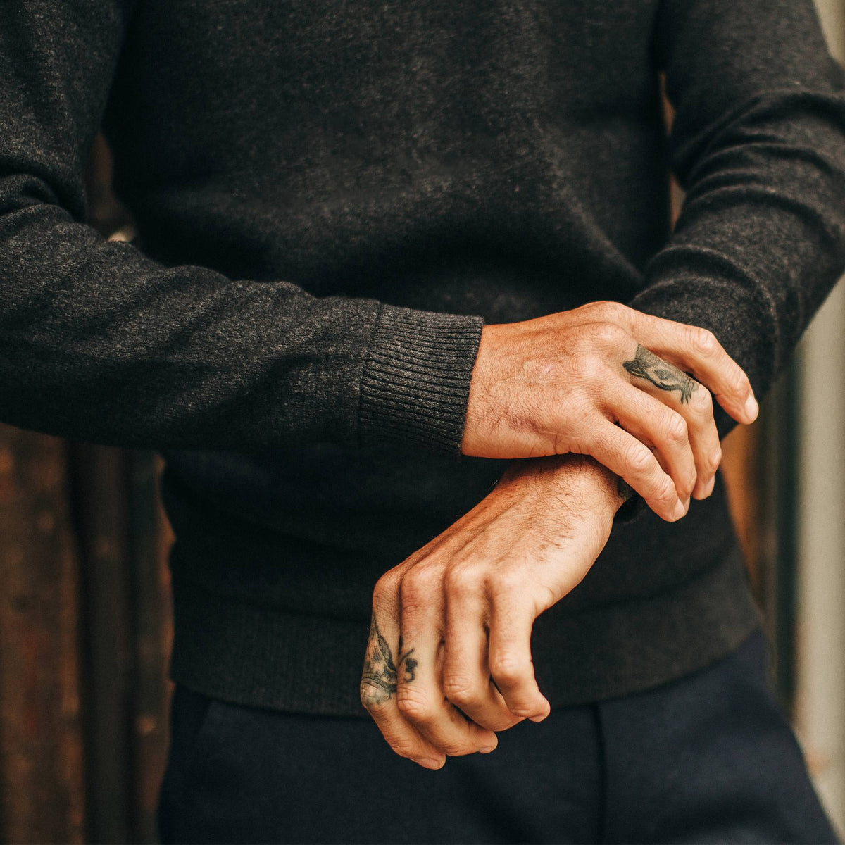 Men's The Double Knit Sweater in Charcoal