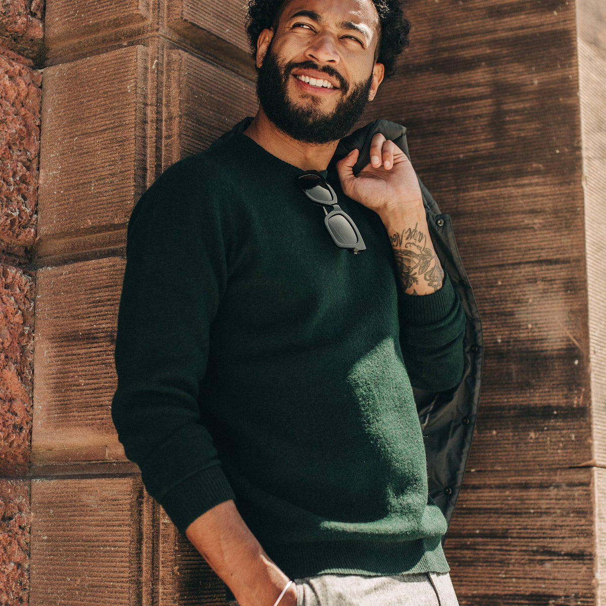Men's The Double Knit Sweater in Forest