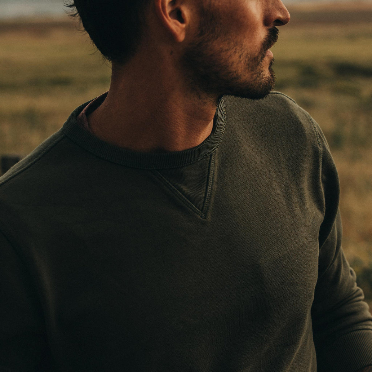 Men's The Fillmore Crewneck in Dark Olive Terry — Sweater