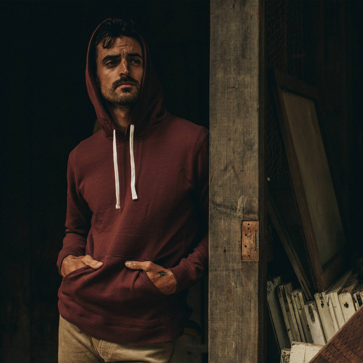 Men's The Fillmore Hoodie in Burgundy Terry — Sweater
