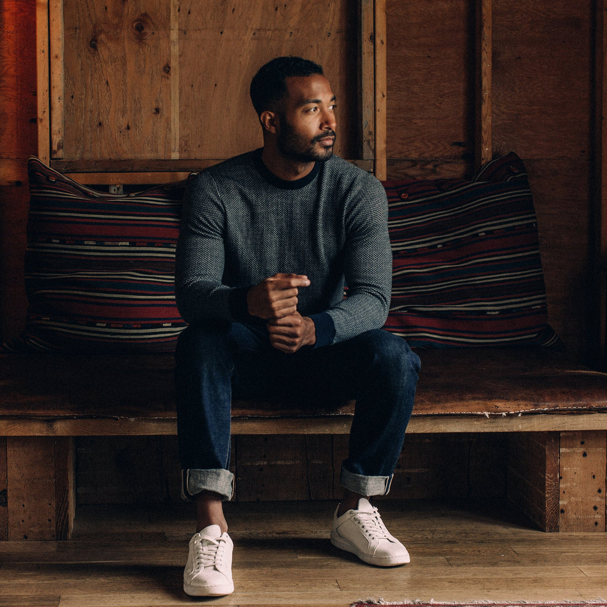 Men's The Everett Sweater in Navy Birdseye