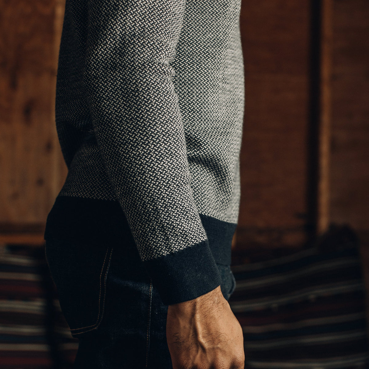 Men's The Everett Sweater in Navy Birdseye