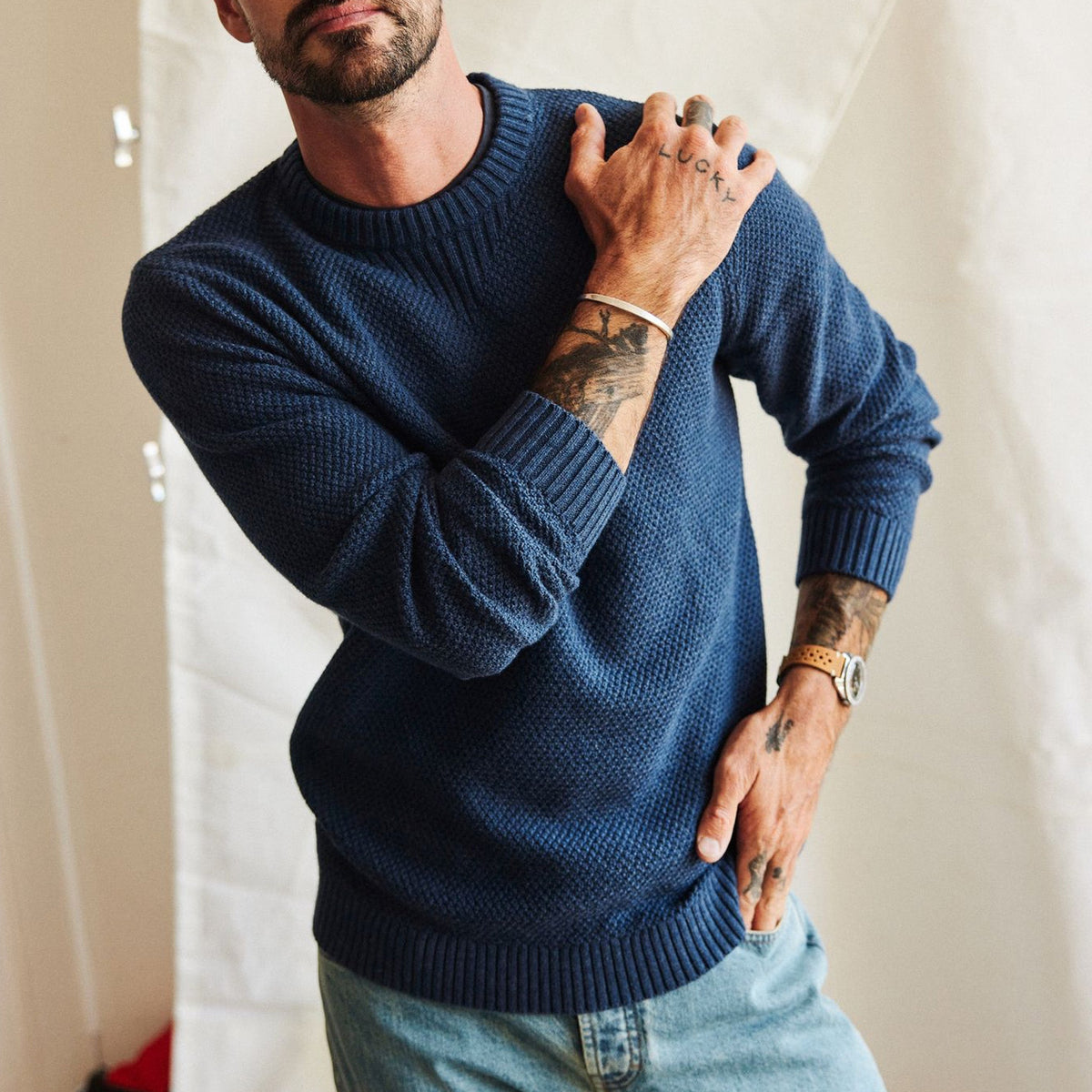 Men's The Russell Sweater in Heather Blue