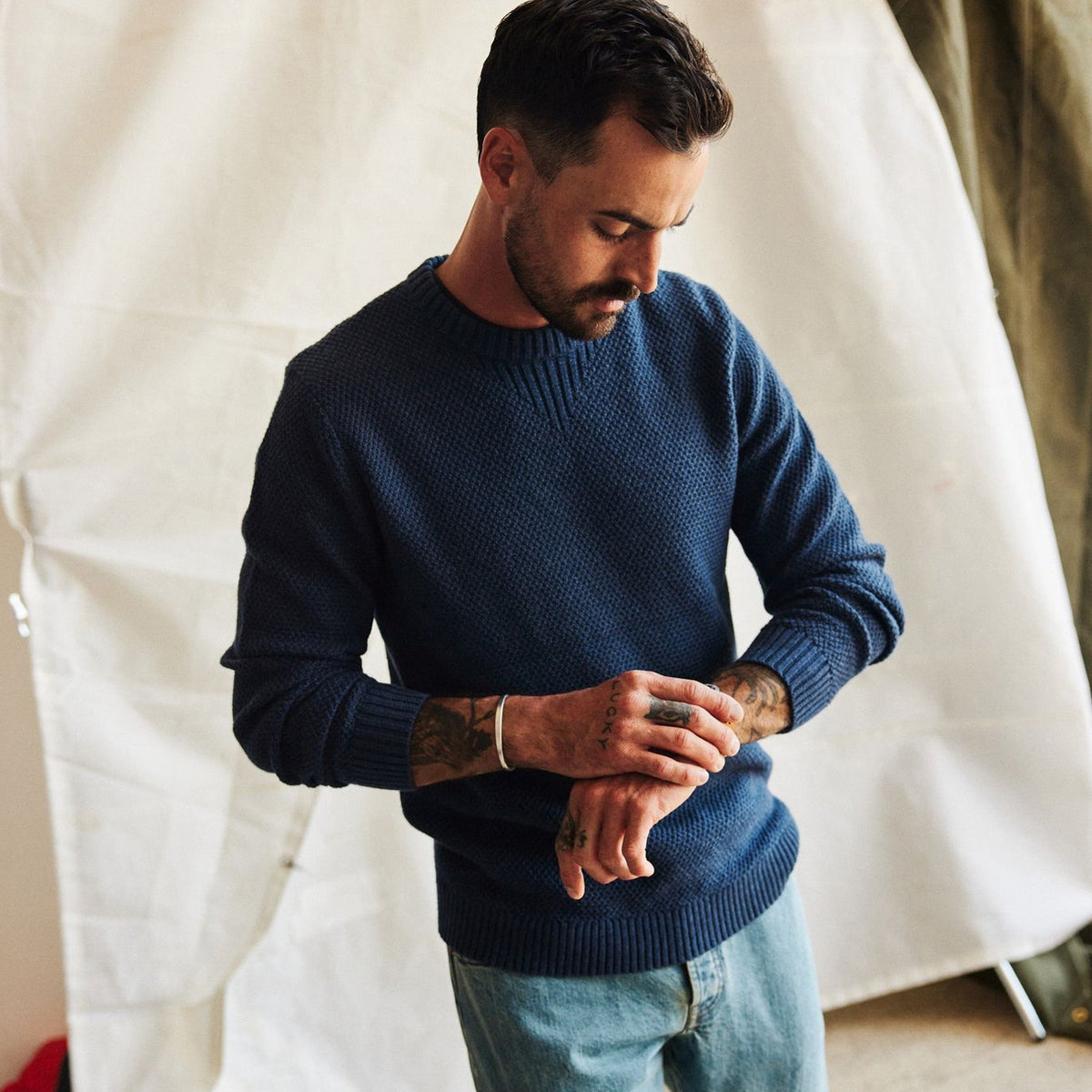 Men's The Russell Sweater in Heather Blue