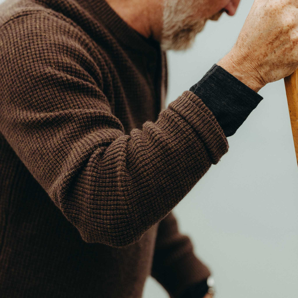Men's The Sidecountry Sweater in Heather Coffee Merino Waffle