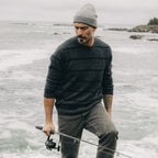 Men's The Lodge Sweater in Charcoal Stripe