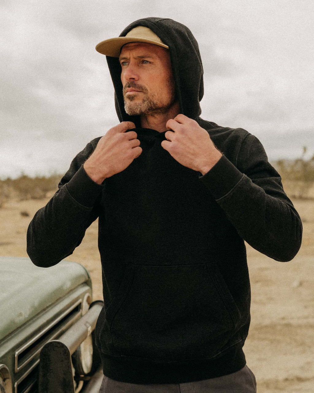 Men's The Sunset Hoodie in Black Indigo Terry — Sweater