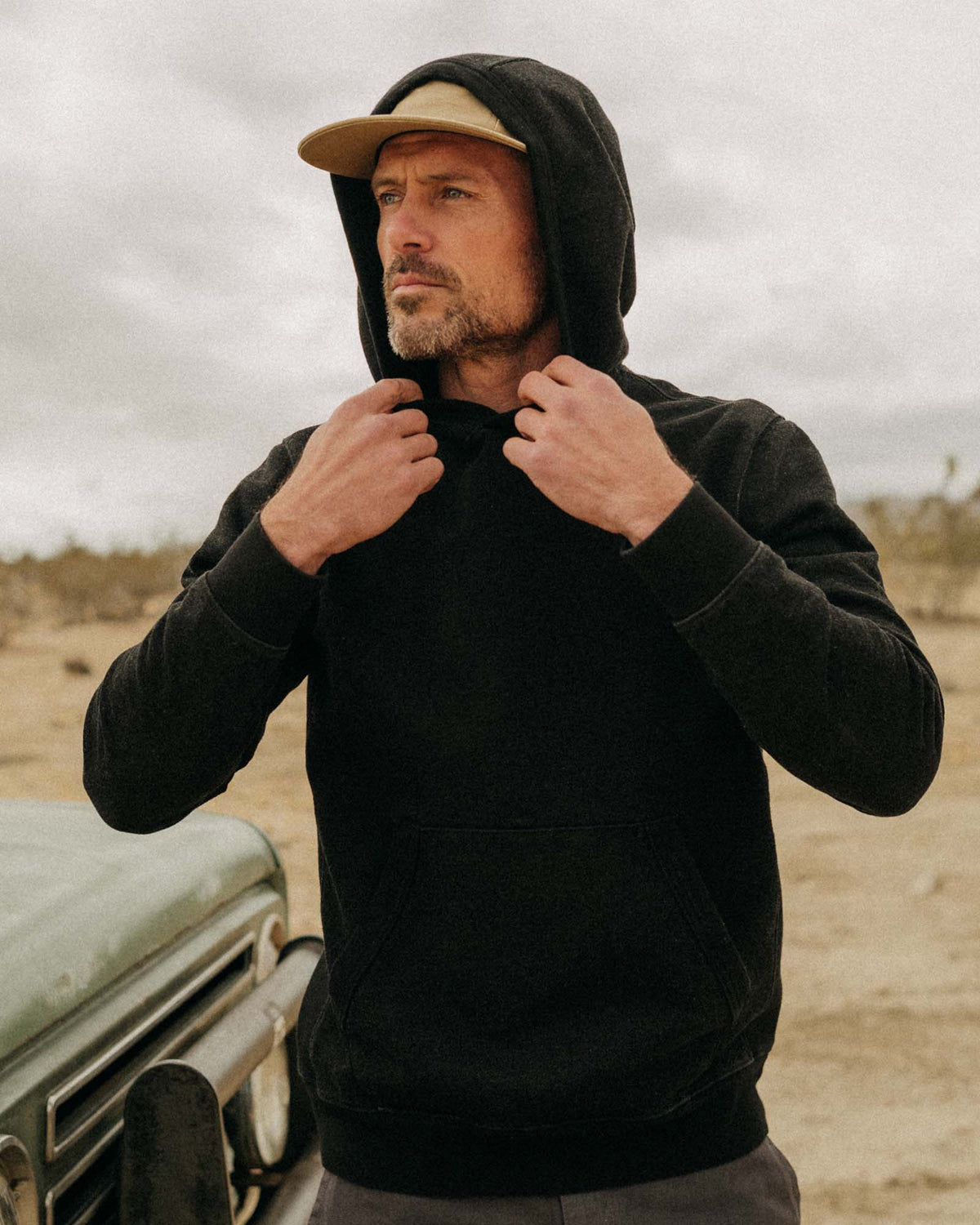 Men's The Sunset Hoodie in Black Indigo Terry — Sweater