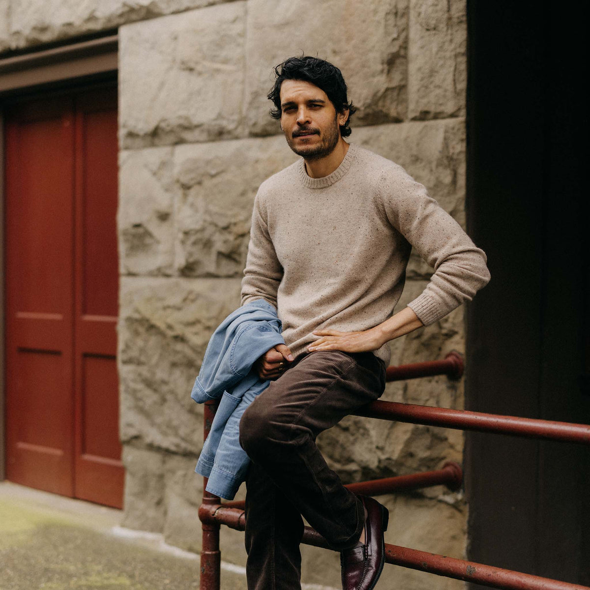 Men's The Lodge Sweater in Sand Donegal