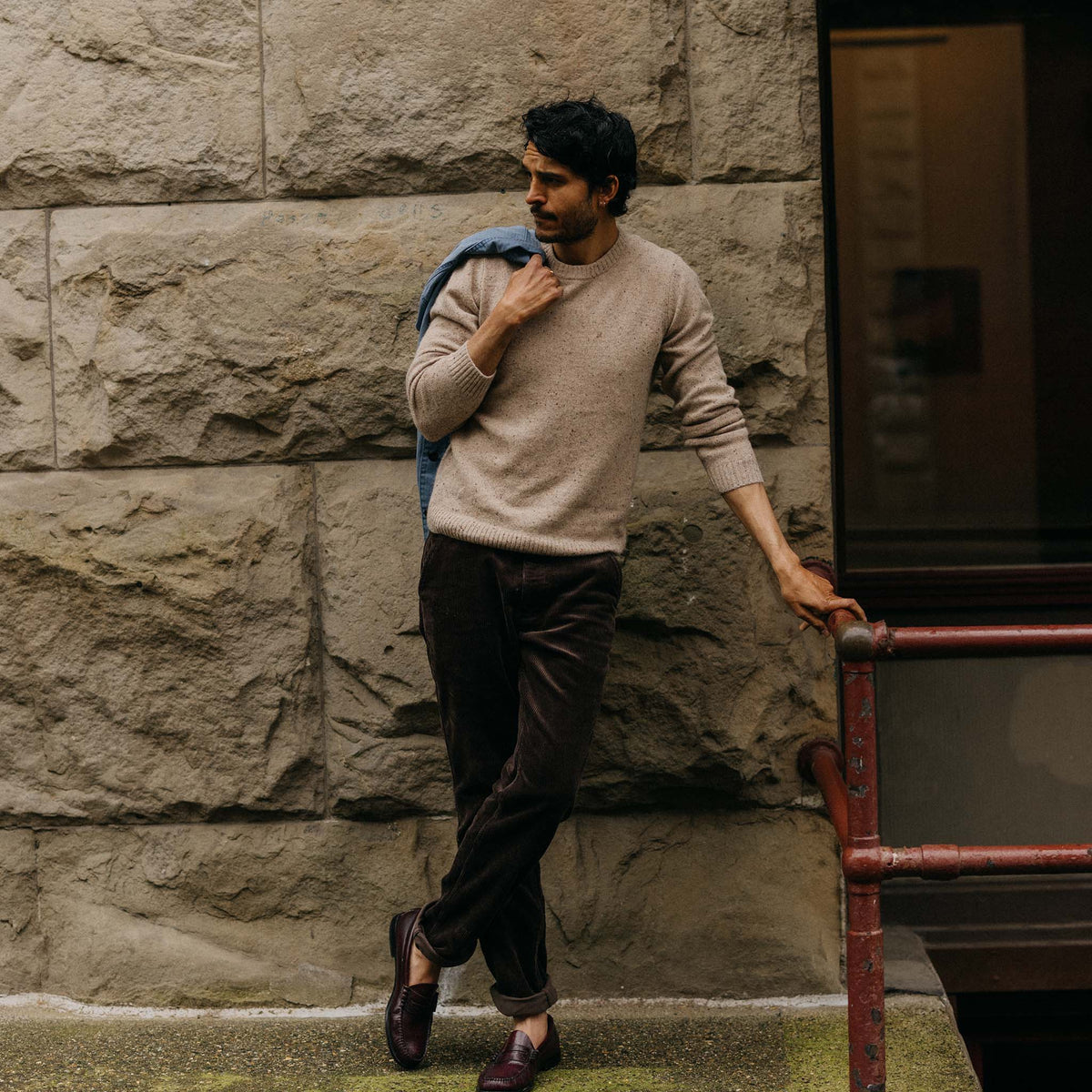 Men's The Lodge Sweater in Sand Donegal