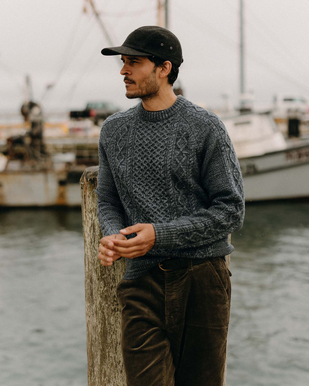 Men's The Orr Sweater in Marled Marine Merino