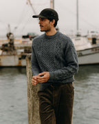 Men's The Orr Sweater in Marled Marine Merino