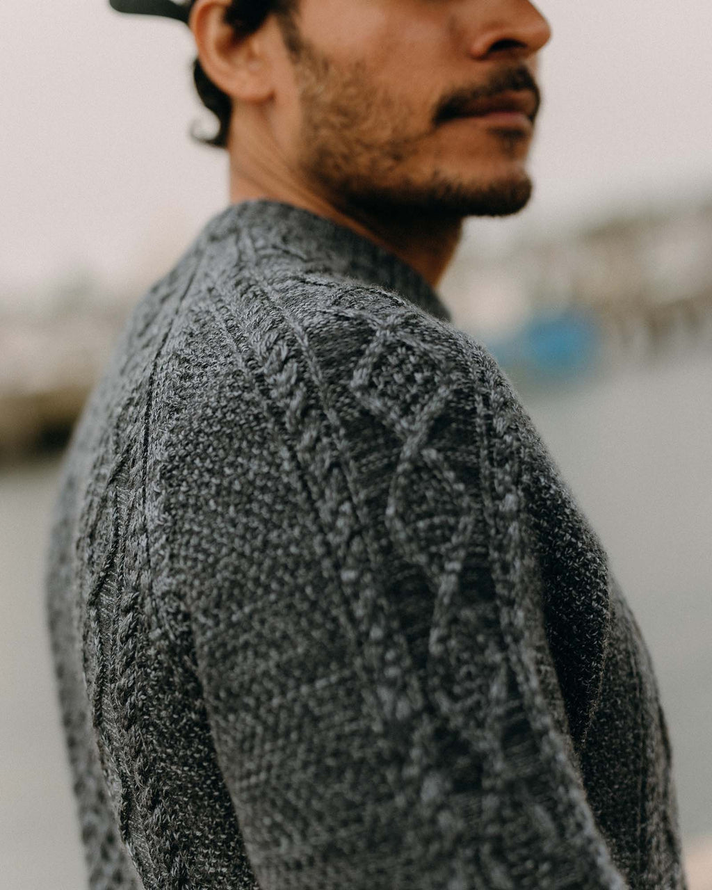 Men's The Orr Sweater in Marled Marine Merino