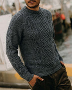 Men's The Orr Sweater in Marled Marine Merino