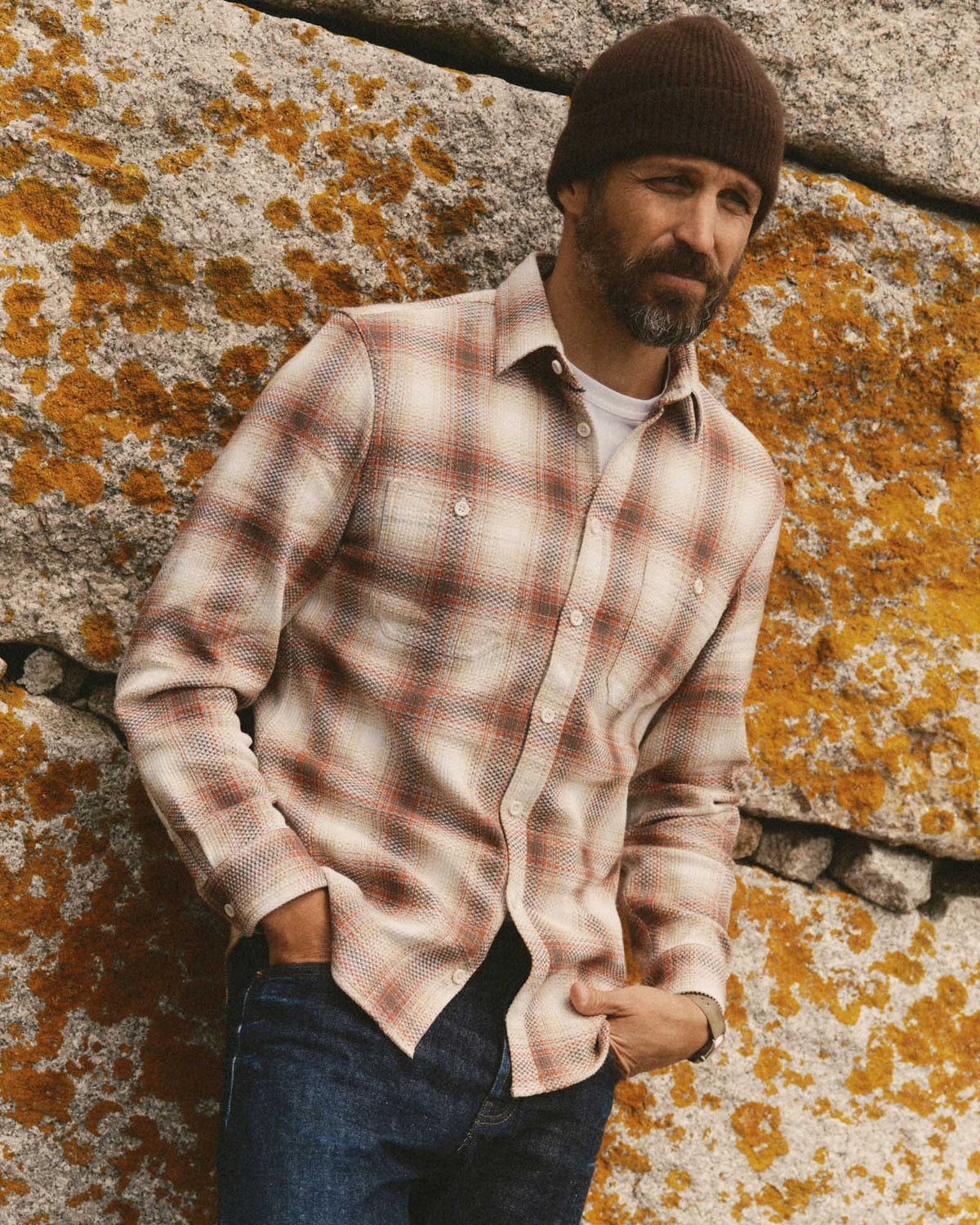 Men's The Utility Shirt in Seaside Check Sashiko