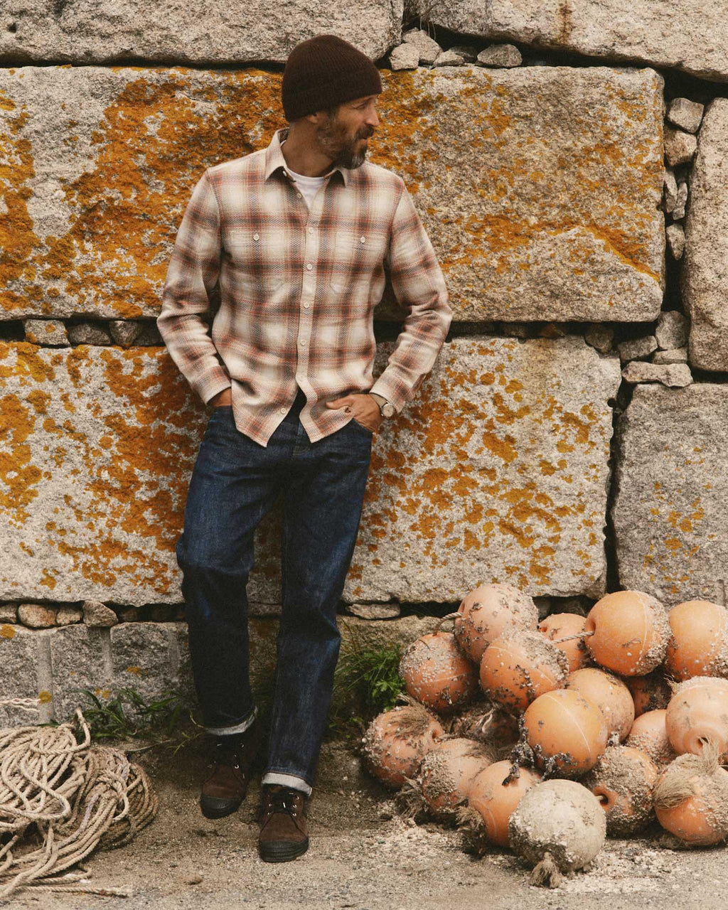 Men's The Utility Shirt in Seaside Check Sashiko