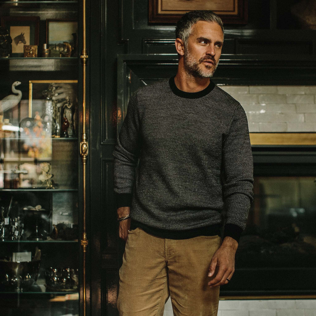 Men's The Everett Sweater in Black Birdseye