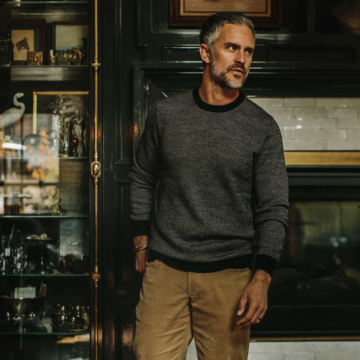 Men's The Everett Sweater in Black Birdseye