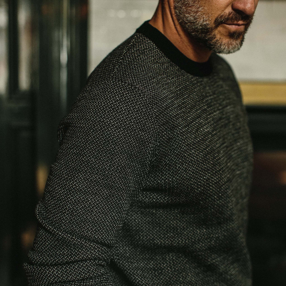 Men's The Everett Sweater in Black Birdseye