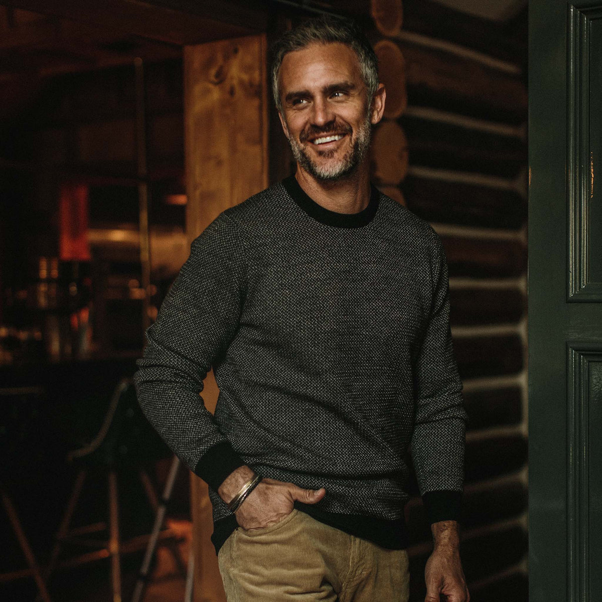 Men's The Everett Sweater in Black Birdseye