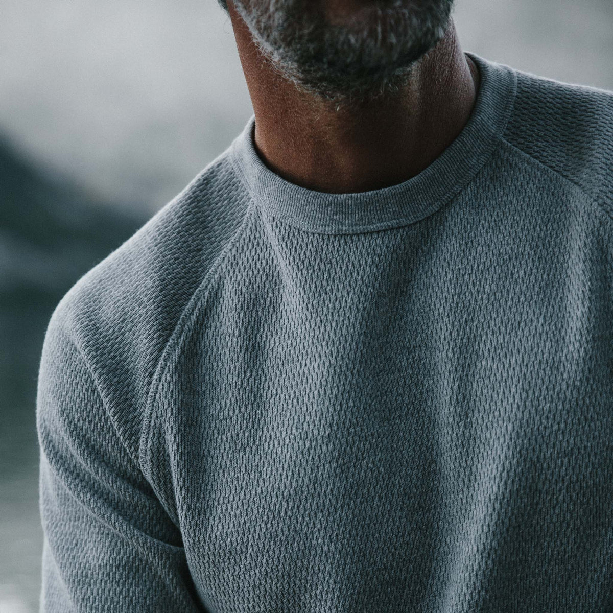 Men's The Heavy Bag Waffle Crewneck in Aluminum — Sweater