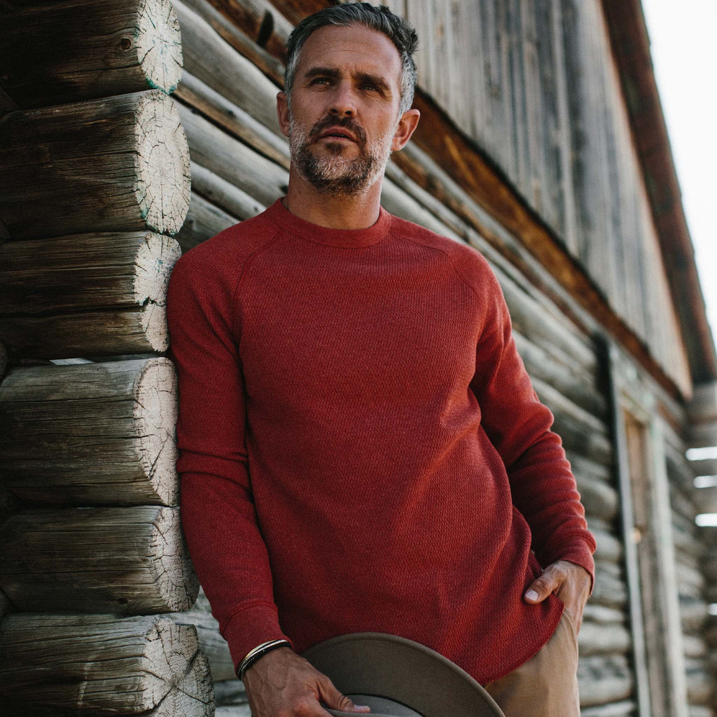 Men's The Heavy Bag Waffle Crewneck in Engine — Sweater